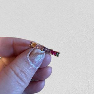 Rainbow Baguette Band Ring  11147  NWT Boutique